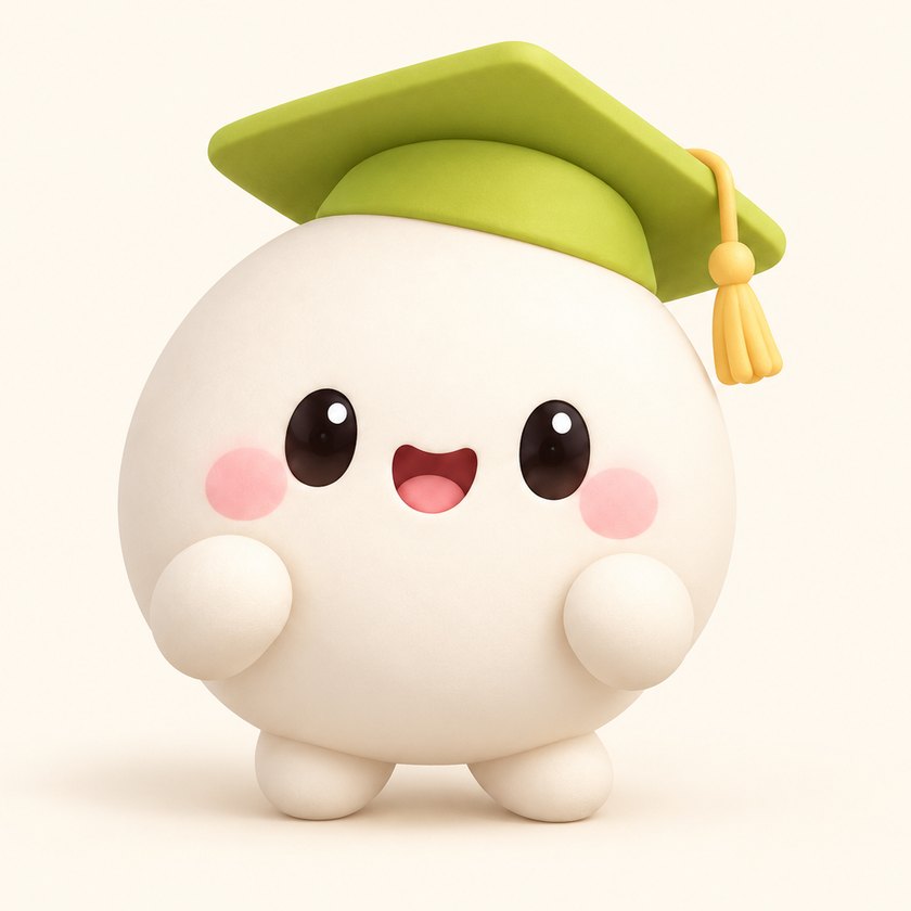 Maskot Aluna Space memakai topi wisuda